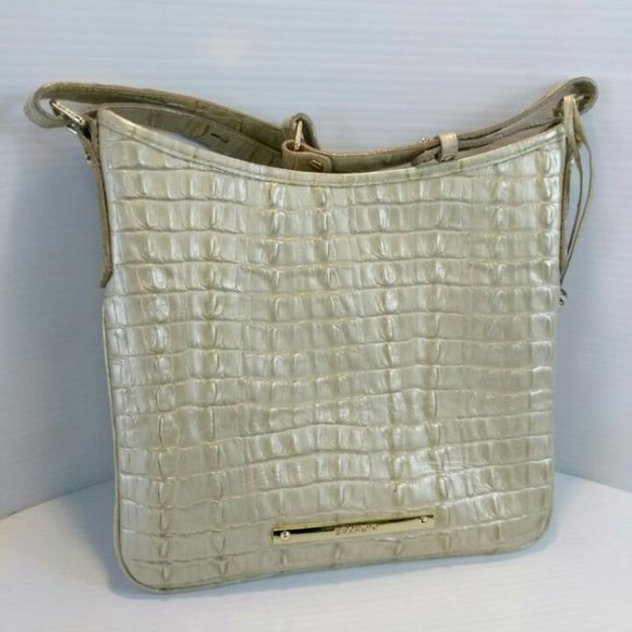 Brahmin Beige Croc Embossed Crossbody Handbag. Pre-owned. excellent condition - Picture 1 of 1